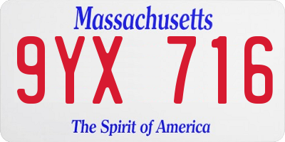 MA license plate 9YX716