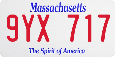 MA license plate 9YX717