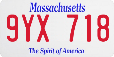 MA license plate 9YX718