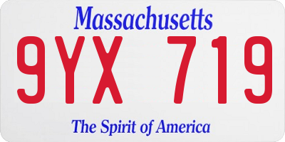 MA license plate 9YX719