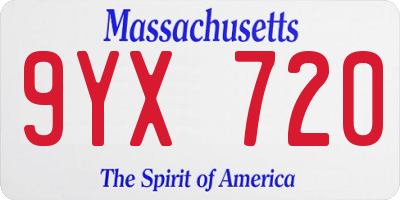 MA license plate 9YX720