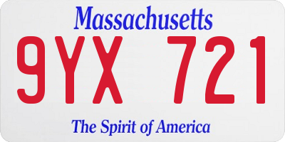 MA license plate 9YX721