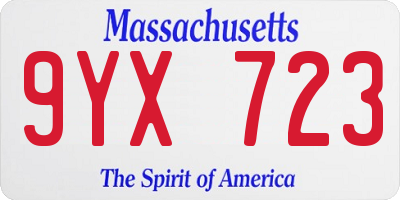MA license plate 9YX723