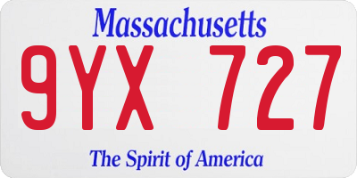 MA license plate 9YX727