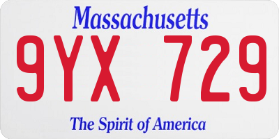 MA license plate 9YX729