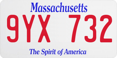 MA license plate 9YX732