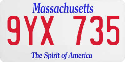 MA license plate 9YX735