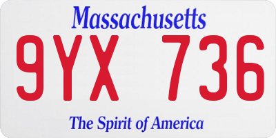 MA license plate 9YX736