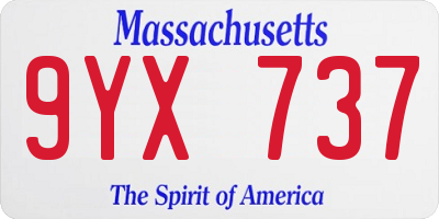 MA license plate 9YX737