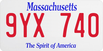 MA license plate 9YX740