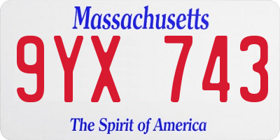 MA license plate 9YX743