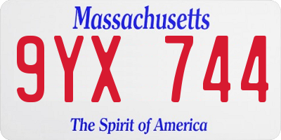 MA license plate 9YX744