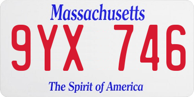 MA license plate 9YX746