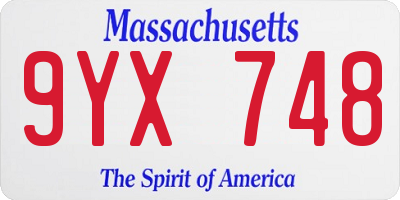 MA license plate 9YX748