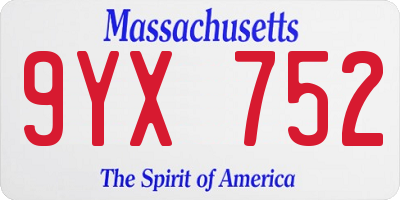 MA license plate 9YX752