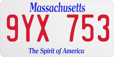 MA license plate 9YX753