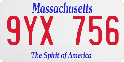 MA license plate 9YX756