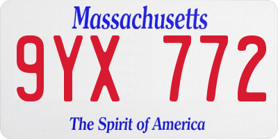 MA license plate 9YX772