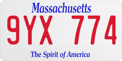MA license plate 9YX774