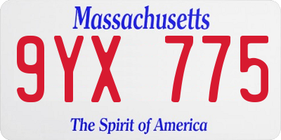 MA license plate 9YX775