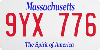 MA license plate 9YX776