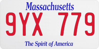 MA license plate 9YX779