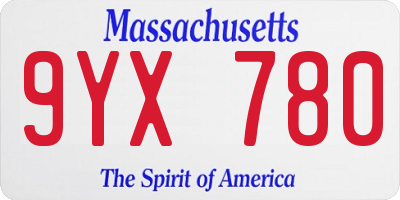 MA license plate 9YX780
