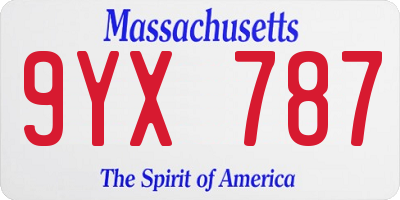 MA license plate 9YX787