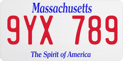 MA license plate 9YX789