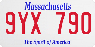 MA license plate 9YX790