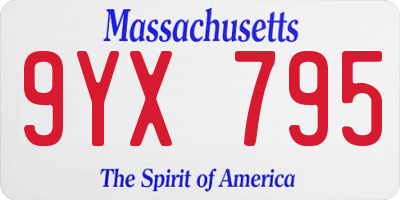 MA license plate 9YX795