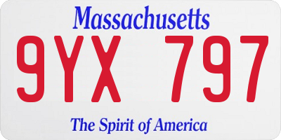 MA license plate 9YX797