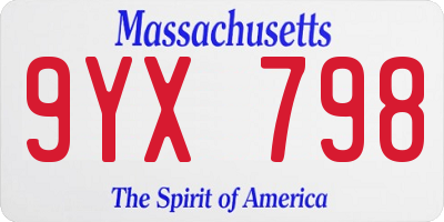 MA license plate 9YX798