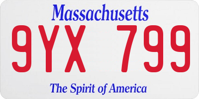 MA license plate 9YX799