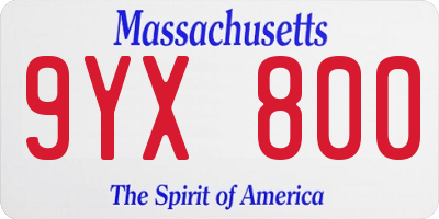 MA license plate 9YX800