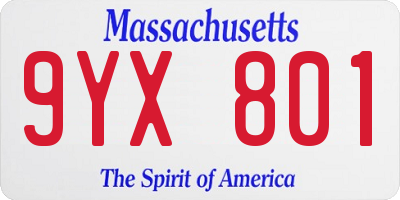 MA license plate 9YX801