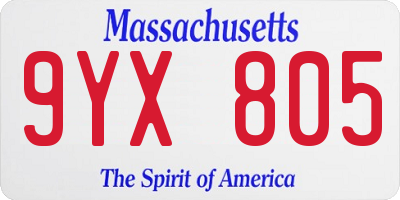 MA license plate 9YX805