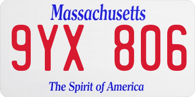 MA license plate 9YX806