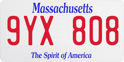 MA license plate 9YX808