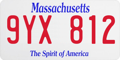 MA license plate 9YX812