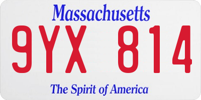 MA license plate 9YX814