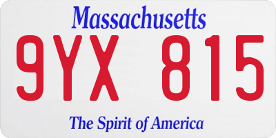 MA license plate 9YX815