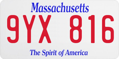 MA license plate 9YX816
