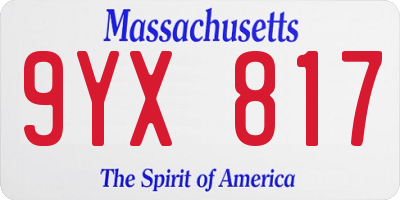 MA license plate 9YX817