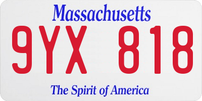 MA license plate 9YX818