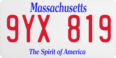 MA license plate 9YX819