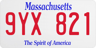 MA license plate 9YX821