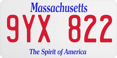 MA license plate 9YX822