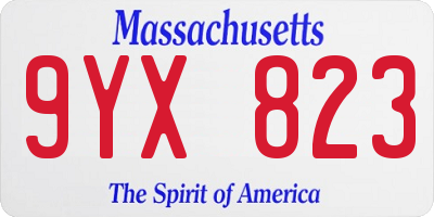 MA license plate 9YX823