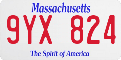 MA license plate 9YX824